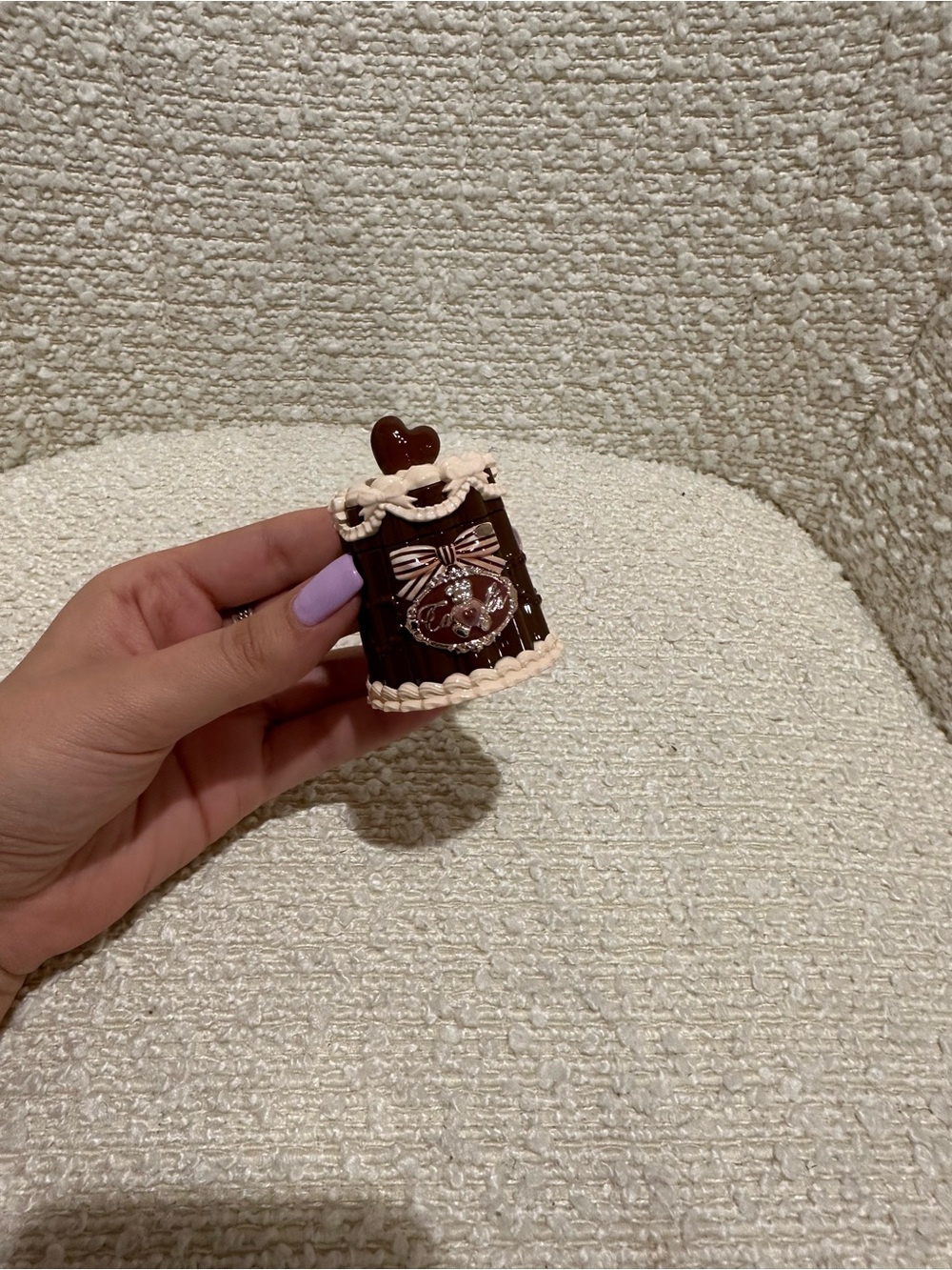 Chocolate Brown Key Charm with Pink Trim